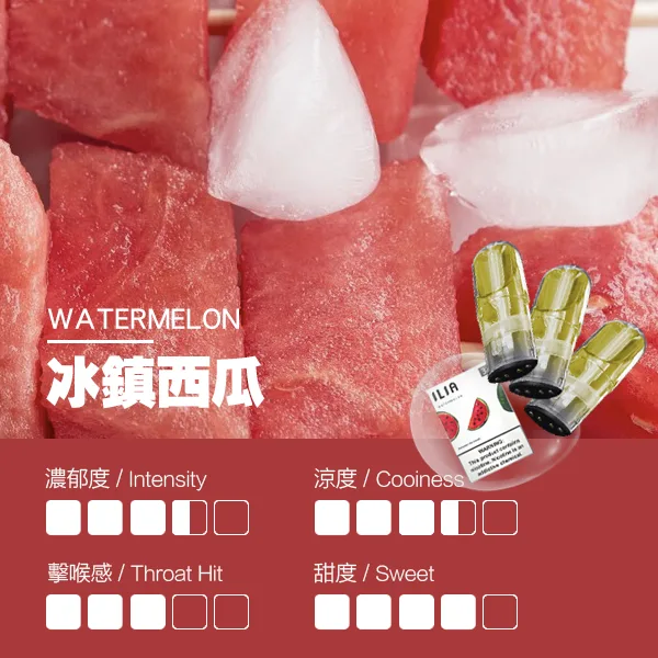 ILIA煙彈瓷芯霧化彈冰鎮西瓜口感webp LANA POD 台灣官方選品店